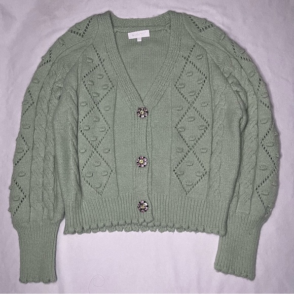 Sandro Mint Cardigan with Embellished Buttons - Picture 2 of 12
